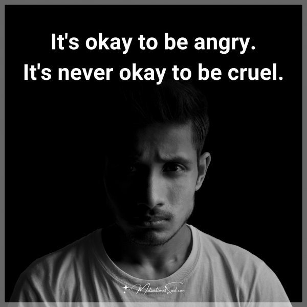 Quote: It’s okay to be angry. It’s never okay to be cruel.