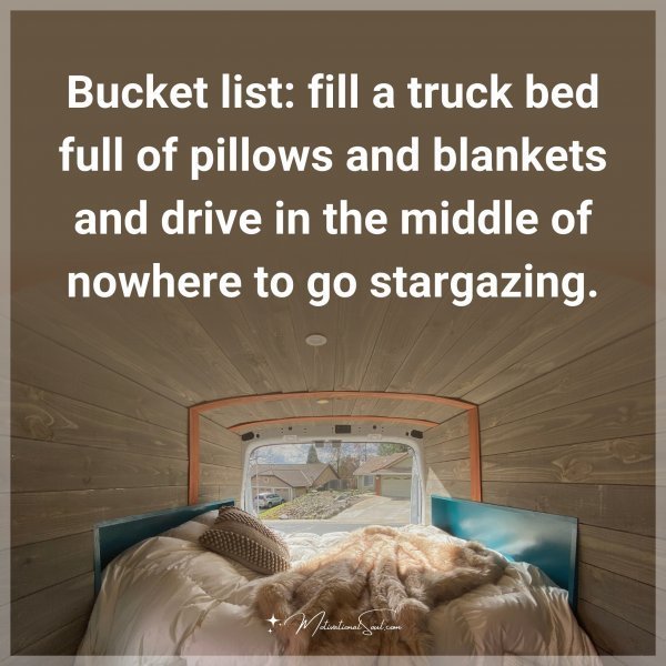 Bucket list: fill a truck bed full of pillows and blankets and drive in the middle of nowhere to go stargazing.