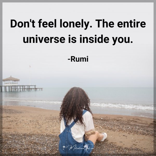 Quote: Don’t feel lonely. The entire universe is inside you. -Rumi