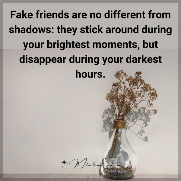 Quote: Fake friends
are no different from
shadows: they stick