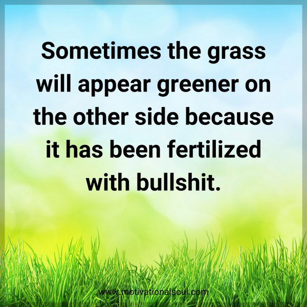 Sometimes the grass will appear greener on the other side because it has been fertilized with bullshit.