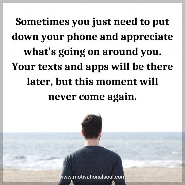 Quote: Sometimes you just need to put down your phone and appreciate what