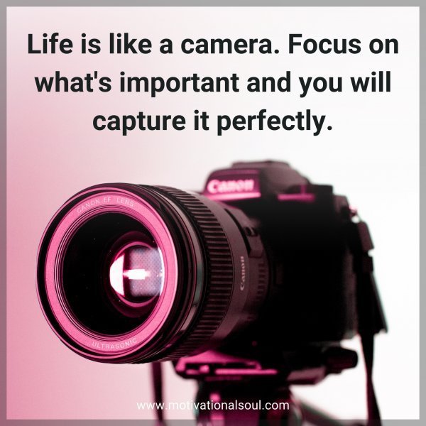 Quote: Life is like
a camera.
Focus on what’s