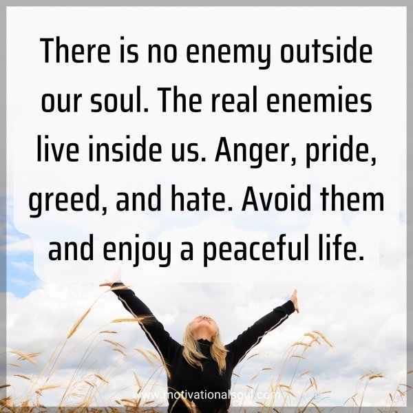 There is no enemy outside our soul. The real enemies live inside us. Anger