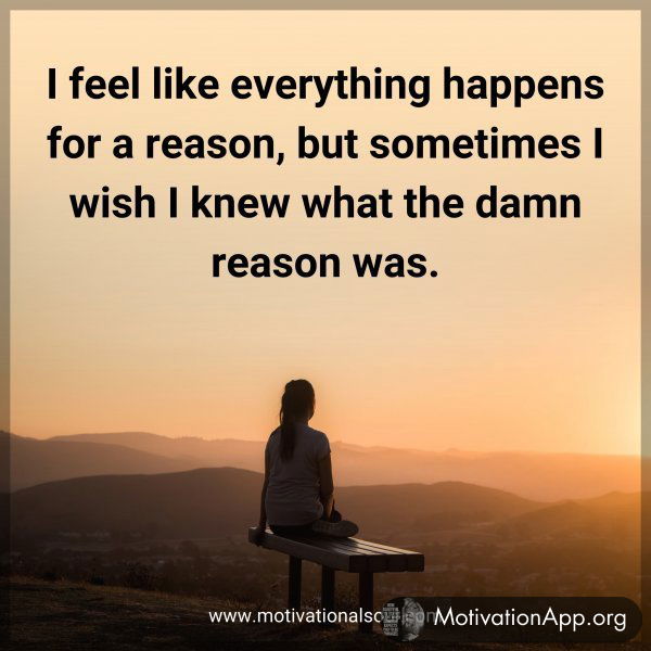 I feel like everything happens for a reason