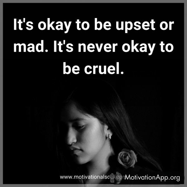 It's okay to be upset or mad. It's never okay to be cruel.