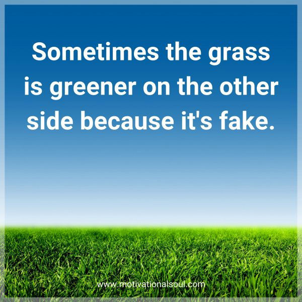 Sometimes the grass is greener on the other side because it's fake.